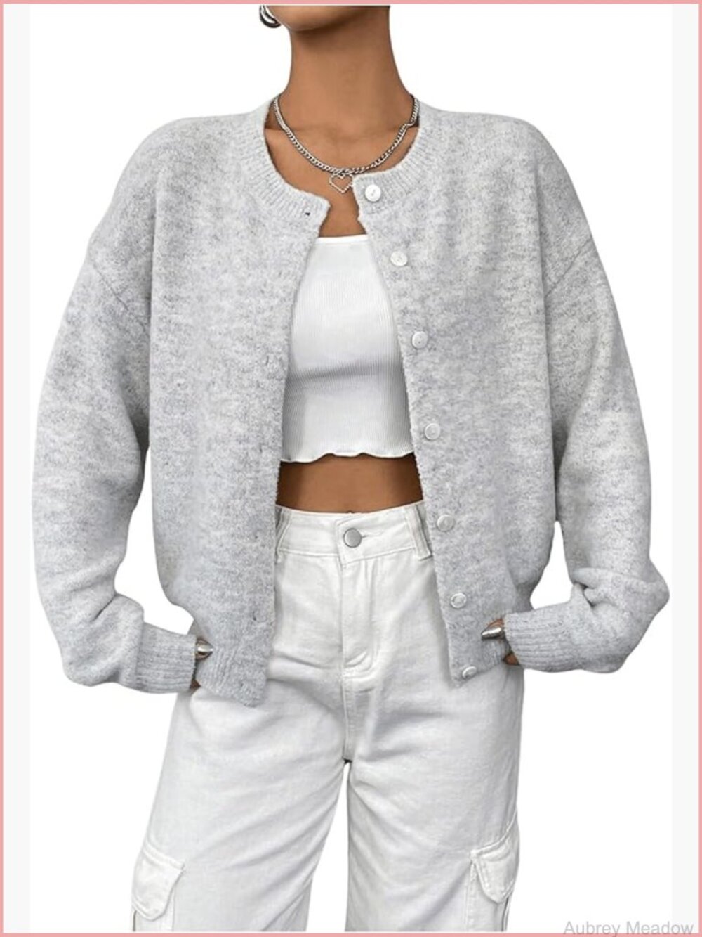 Button Up Knit Cardigan Open Front Long Sleeve Sweater